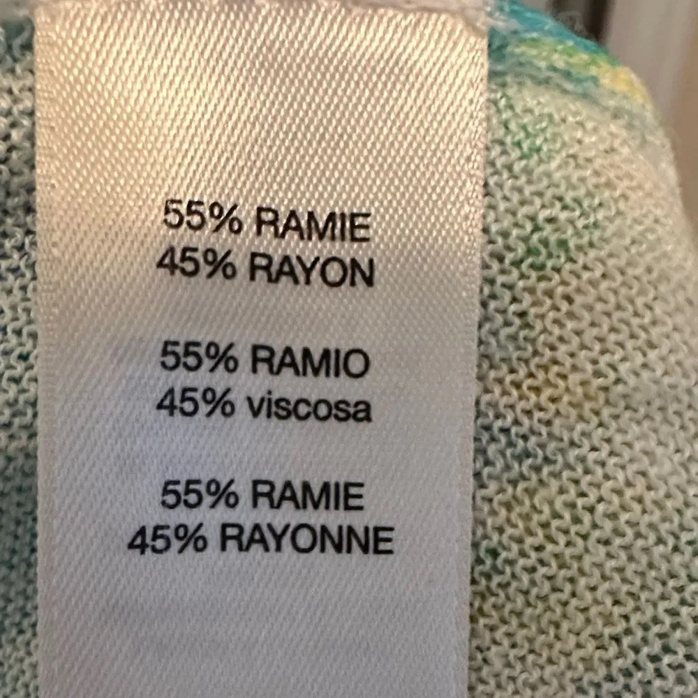 Chico's Vibrant Blue and Green Open-Front Cardigan Ramie Rayon Blend Size M - Picture 6 of 6